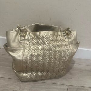 Elegant Gold Woven Tote Bag